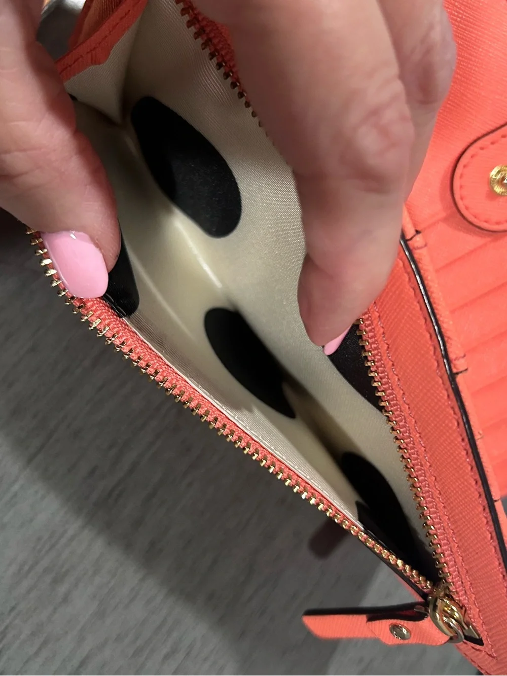 kate spade Coral Orange Saffiano Zip Wallet